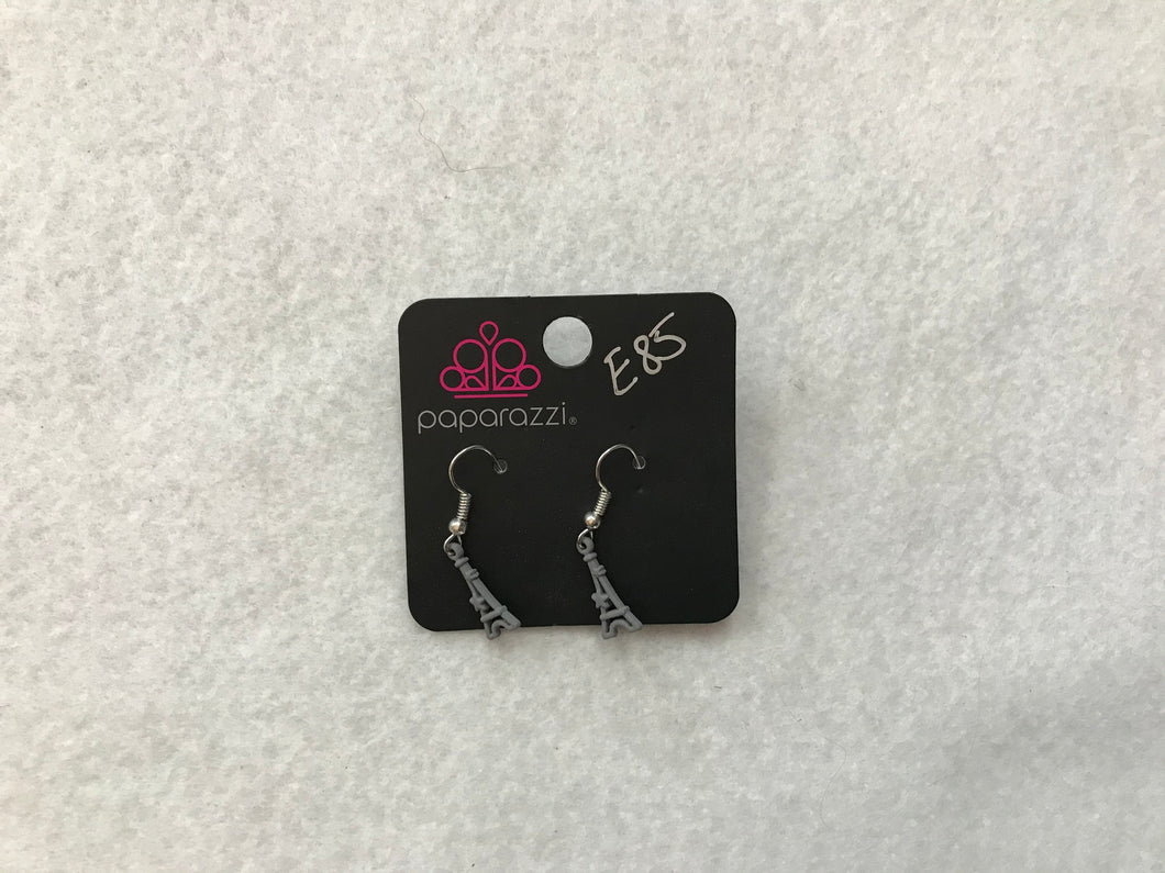 Starlet Shimmer Eiffel Tower Grey Earrings #85