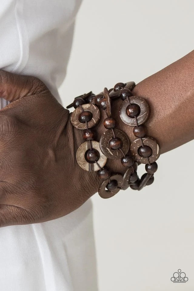Cancun Catch Brown Wood Bracelet