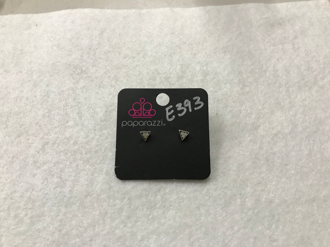 Starlet Shimmer Iridescence Triangle White Earrings #393