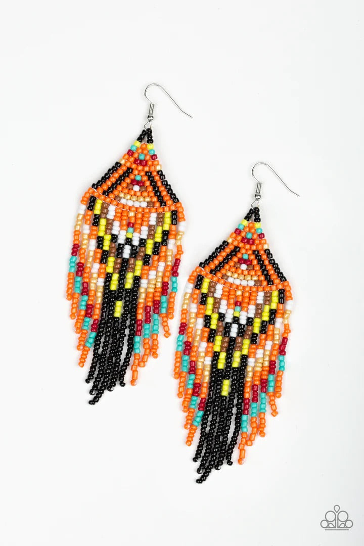 Boho Blast Black Seed Bead Earrings