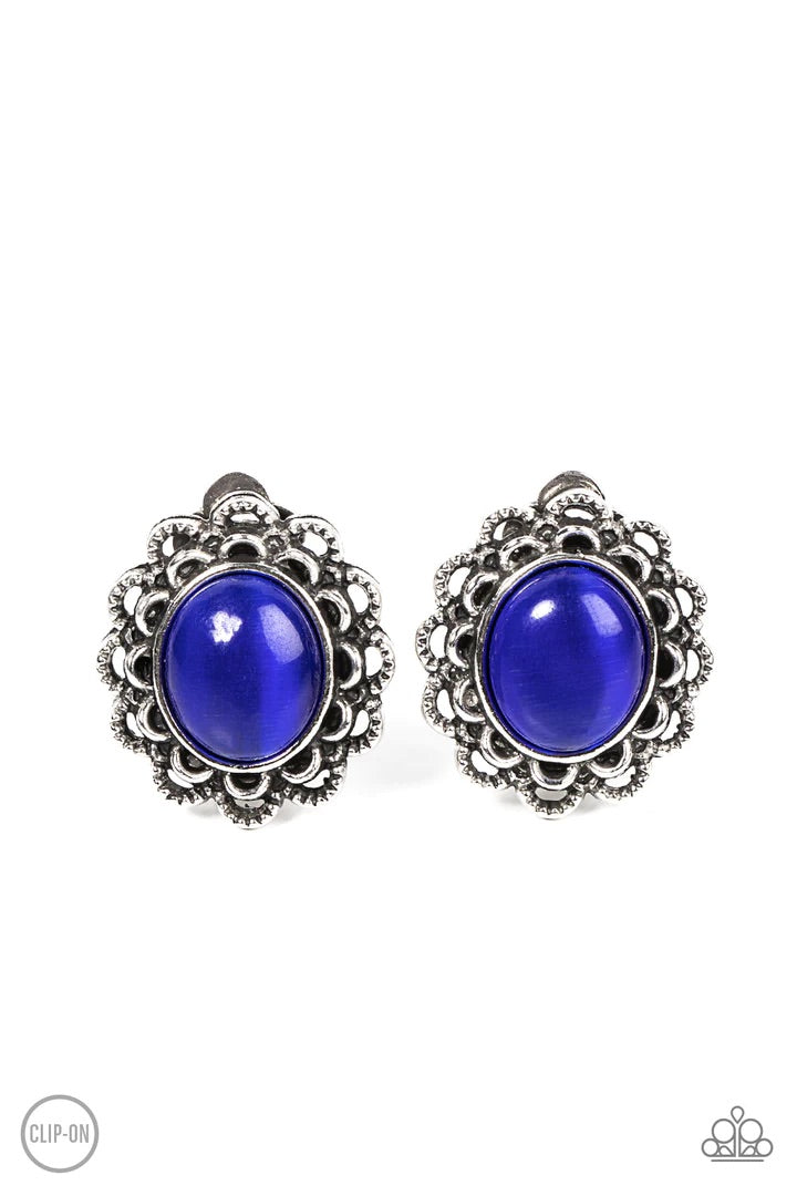 Garden Gazebo Blue Clip On Earrings