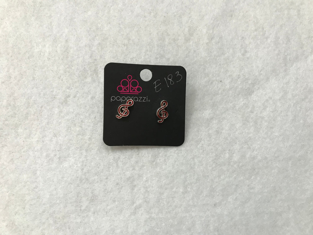 Starlet Shimmer Musical Note Red Post Earrings #183