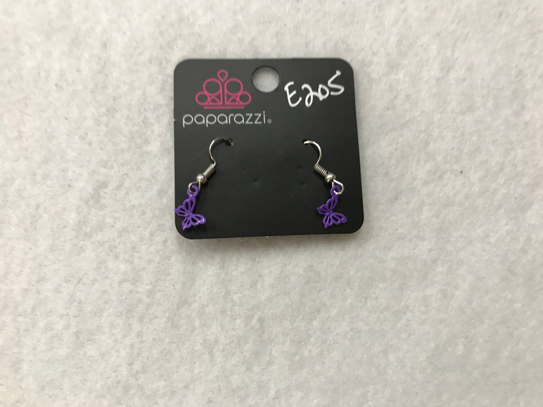 Starlet Shimmer Butterfly Dangle Purple Earrings #205