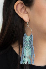 Load image into Gallery viewer, Macrame Rainbow Blue Earrings