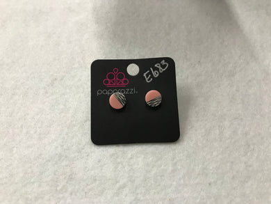 Starlet Shimmer Circle Orange w/Black & White Stripes Earrings #683