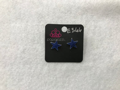 Starlet Shimmer Glitter Star Blue Post Earrings #366