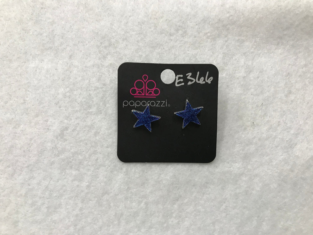 Starlet Shimmer Glitter Star Blue Post Earrings #366
