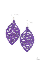 Load image into Gallery viewer, Coral Garden Purple Wood Earrings