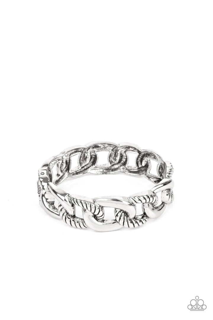 Bold Move Silver Hinged Bracelet