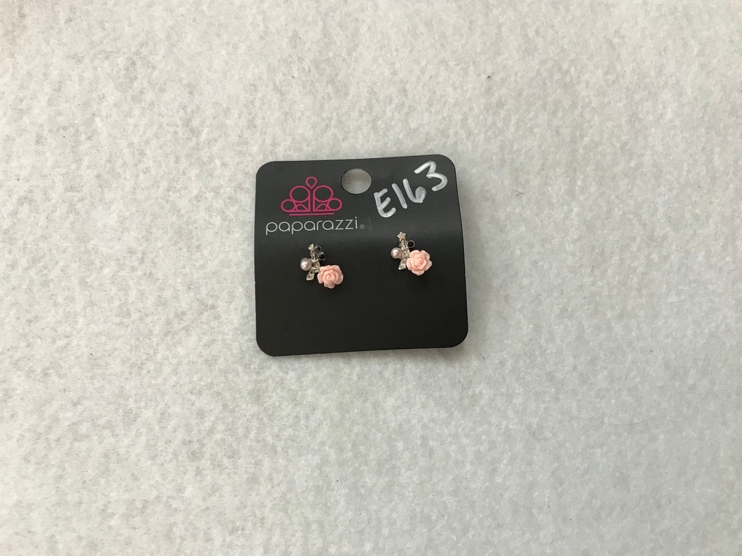 Starlet Shimmer Rose w/Pearl & Gem Pink/Pink Earrings #163