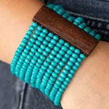 Load image into Gallery viewer, Waikiki Wonderland Blue Wood Bracelet