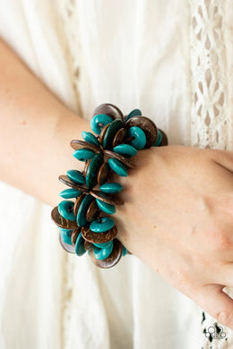 Caribbean Canopy Blue Wood Bracelet