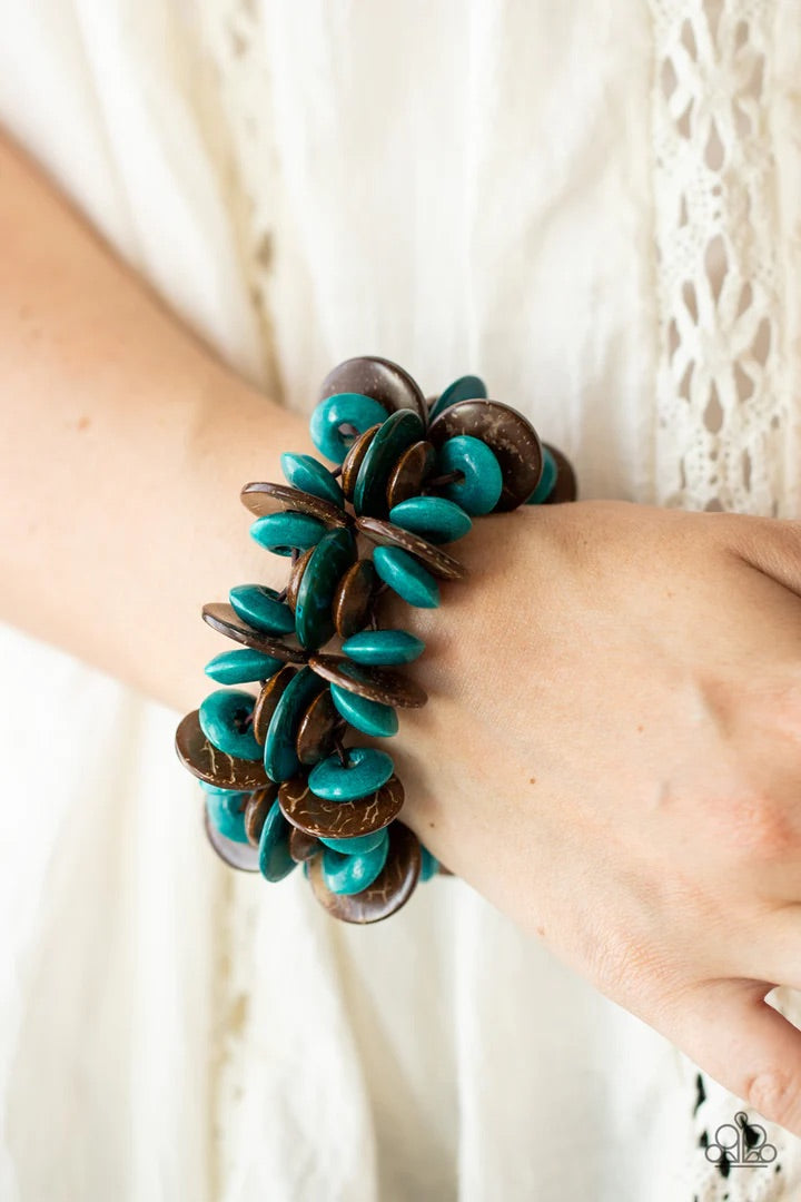 Caribbean Canopy Blue Wood Bracelet