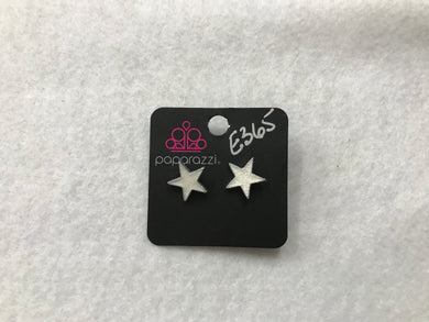 Starlet Shimmer Glitter Star White Post Earrings #365
