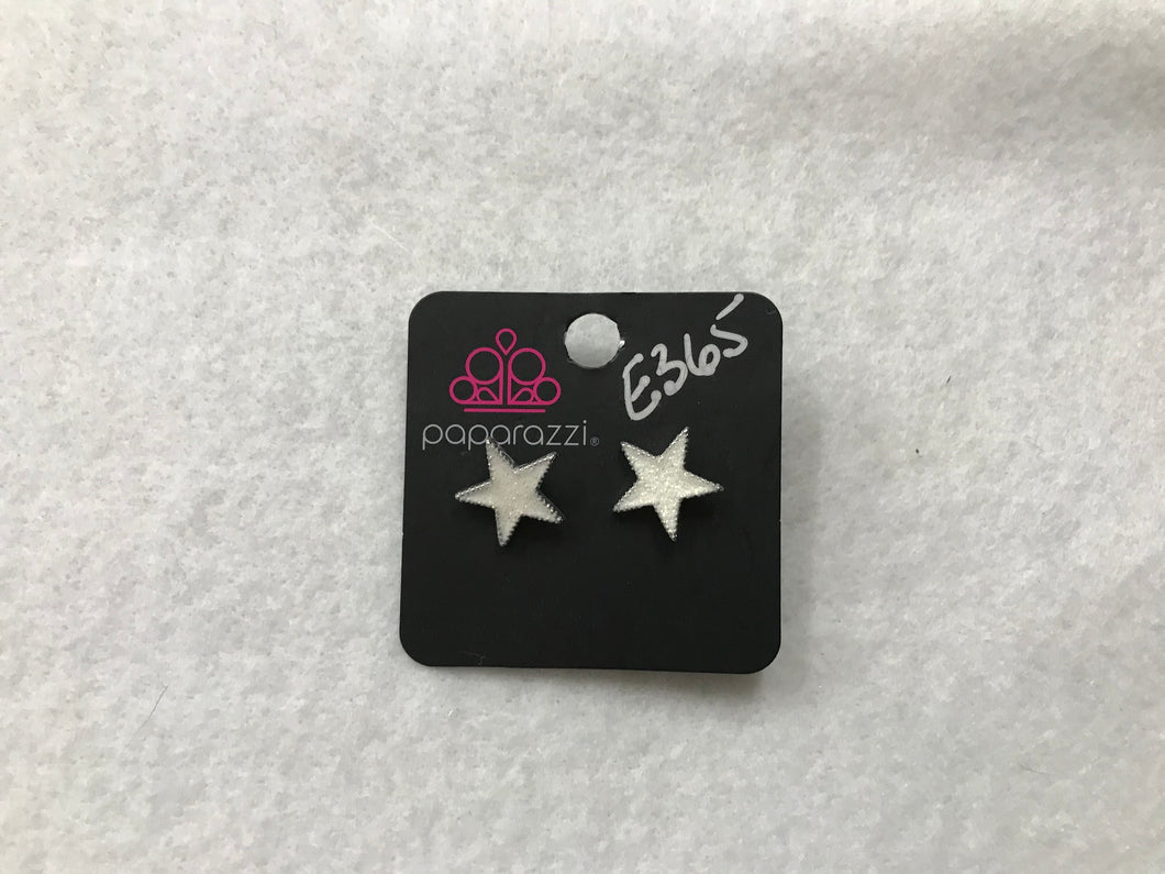 Starlet Shimmer Glitter Star White Post Earrings #365
