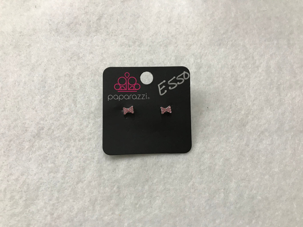 Starlet Shimmer Bow Gems Pink Earrings #550