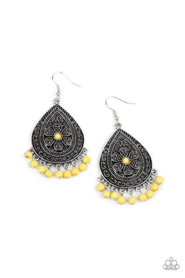 Blossoming Teardrops Yellow Earrings
