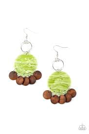 Beach Waves Green Acrylic/Wood Earrings