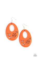 Load image into Gallery viewer, Home Tweet Home Orange Wood Earrings