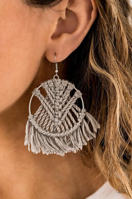 All About Macrame Silver Earrings
