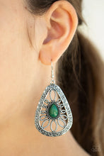 Load image into Gallery viewer, Floral Frill Green Earrings