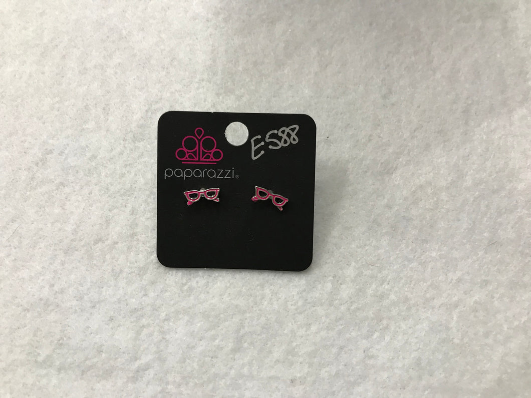 Starlet Shimmer Sunglasses Pink Post Earrings #588