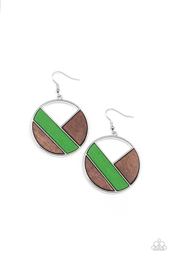 Don’t Be So Modest Green Wood Earrings