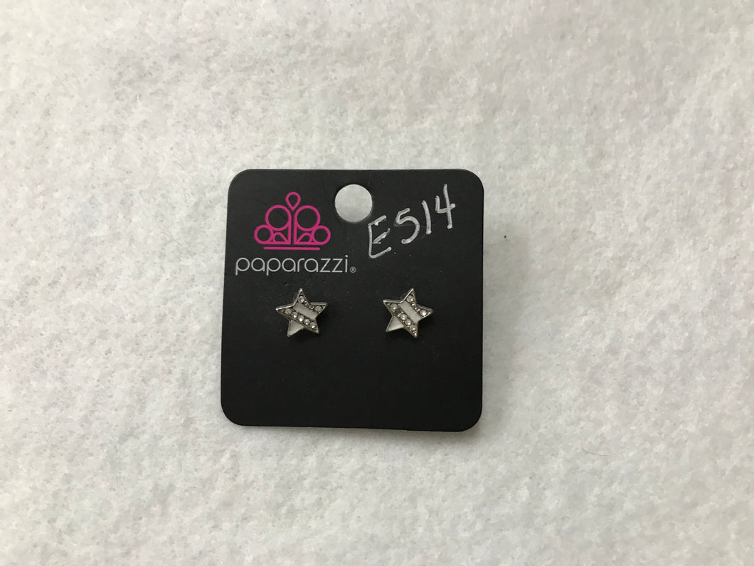 Starlet Shimmer Glitter Star White Earrings #514