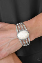 Load image into Gallery viewer, Desert Glyphs White Hinged Bracelet