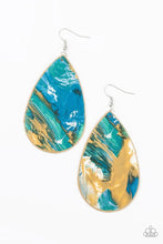 Load image into Gallery viewer, Mesmerizing Mosaic Multi/Blue Leather Earrings