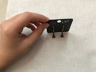 Starlet Shimmer Eiffel Tower Black Earrings #84