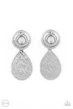 Load image into Gallery viewer, Emblazoned Edge White Clip On Earrings