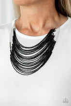 Load image into Gallery viewer, Catwalk Queen Black Seed Bead Necklace