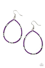 Load image into Gallery viewer, Keep Up the Good Beadwork Purple Seed Bead Earrings