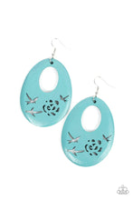 Load image into Gallery viewer, Home Tweet Home Blue Wood Earrings