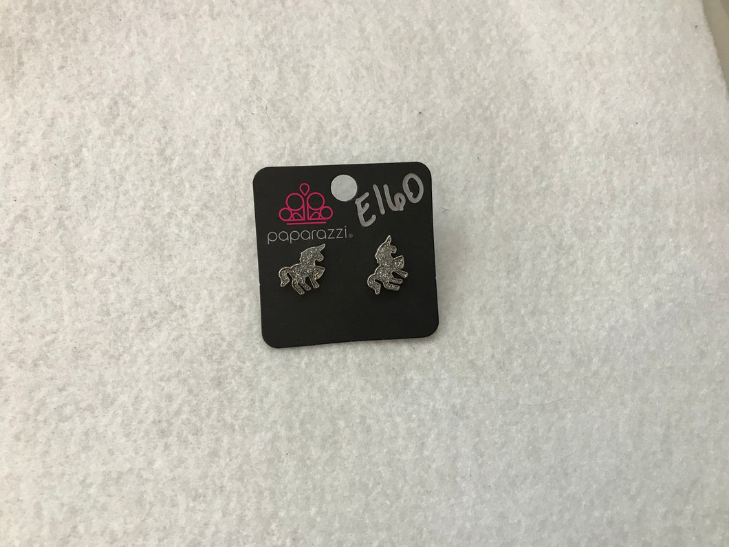 Starlet Shimmer Glitter Unicorn Post Silver Earrings #160