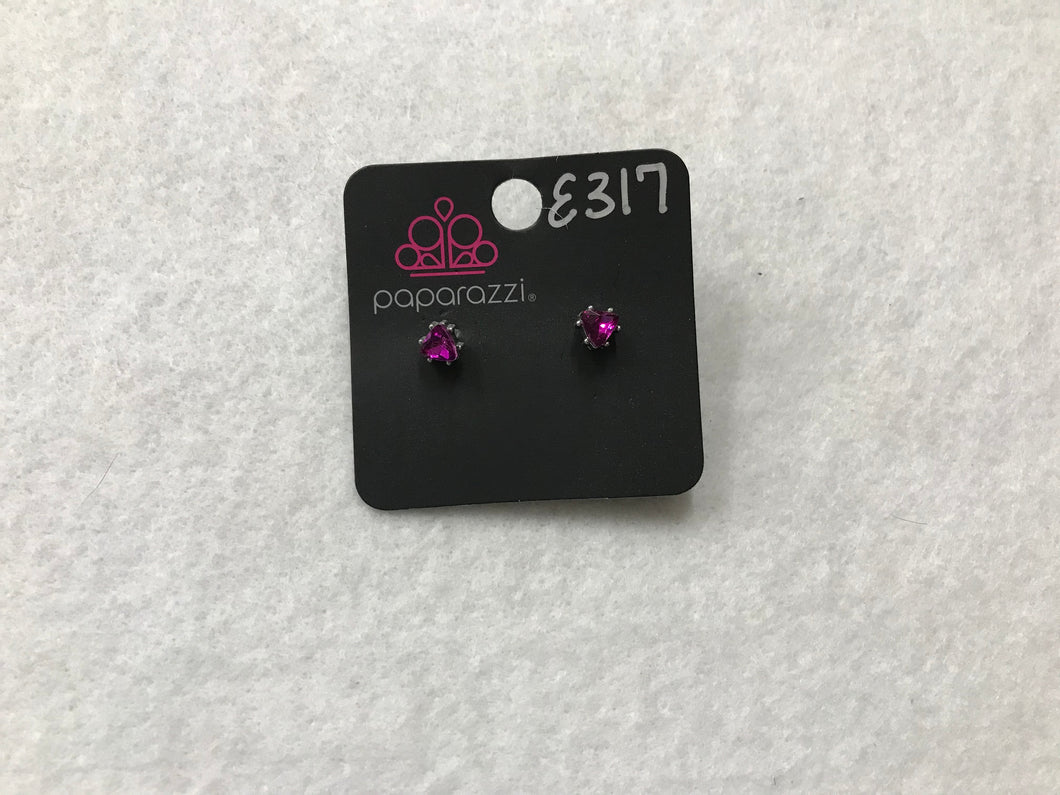 Starlet Shimmer Triangle Gem Hot Pink Earrings #317