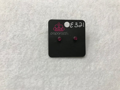 Starlet Shimmer Round Gem Hot Pink Post Earrings #321