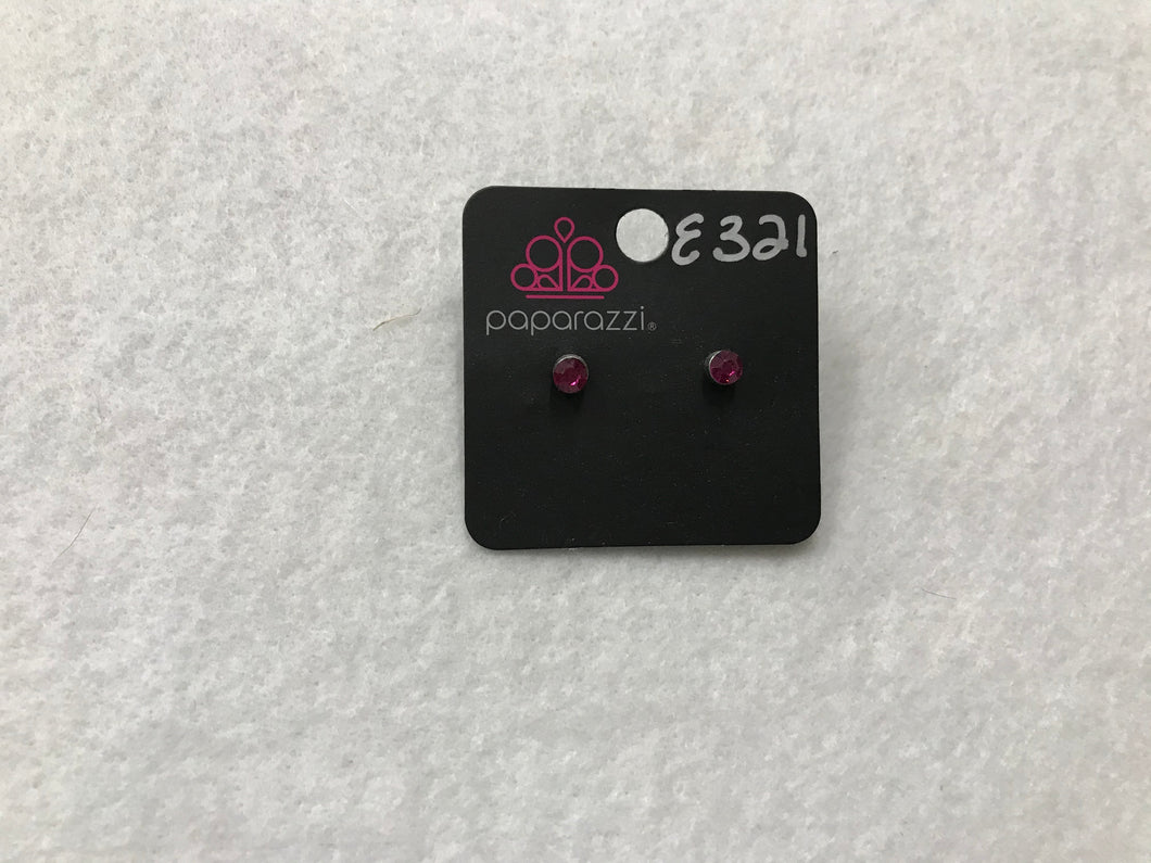 Starlet Shimmer Round Gem Hot Pink Post Earrings #321
