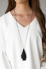 Load image into Gallery viewer, Triple the Tassel Black Necklace