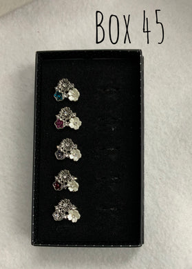 Starlet Shimmer Triple Butterflies Rings Box 45