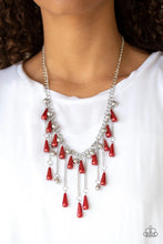 Load image into Gallery viewer, Fleur de Fringe Red Necklace