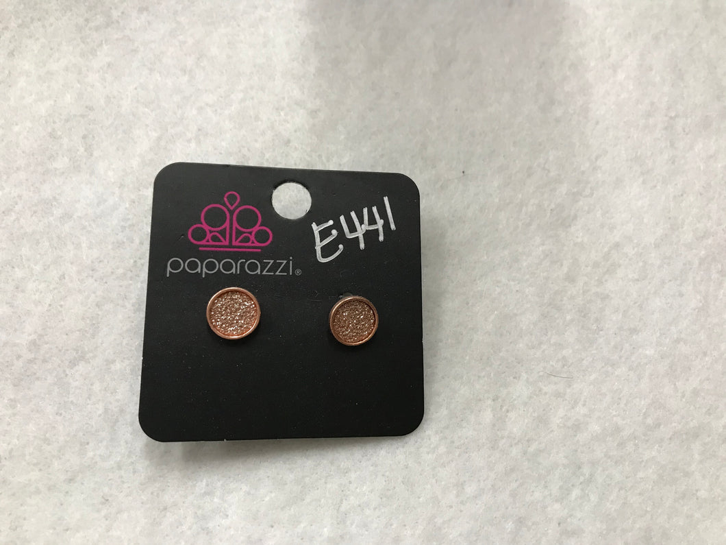 Starlet Shimmer Pave Copper Round Post Earrings #441