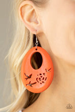 Load image into Gallery viewer, Home Tweet Home Orange Wood Earrings