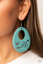 Load image into Gallery viewer, Home Tweet Home Blue Wood Earrings