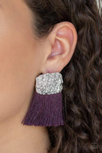 Load image into Gallery viewer, Plume Bloom Purple Tassel Earrings