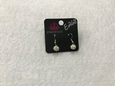 Starlet Shimmer Wire Ball White Earrings #268