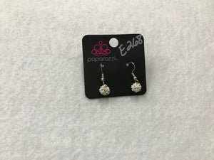 Starlet Shimmer Wire Ball White Earrings #268