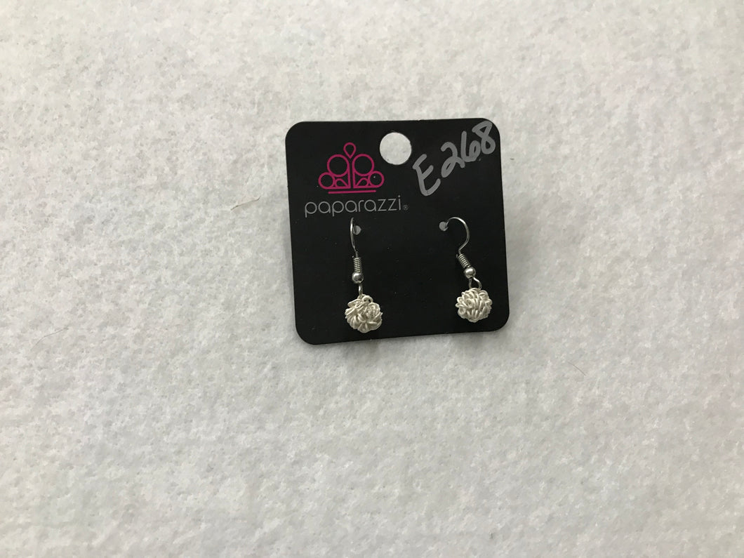 Starlet Shimmer Wire Ball White Earrings #268