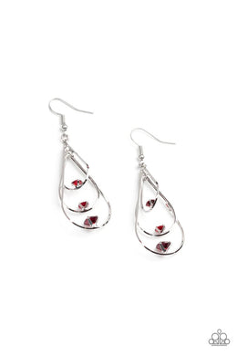 Drop Down Dazzle Red Earrings
